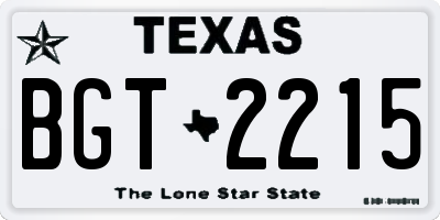 TX license plate BGT2215