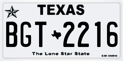 TX license plate BGT2216