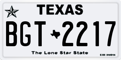 TX license plate BGT2217
