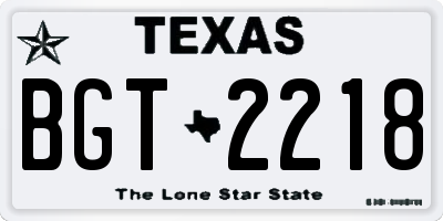 TX license plate BGT2218