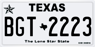 TX license plate BGT2223