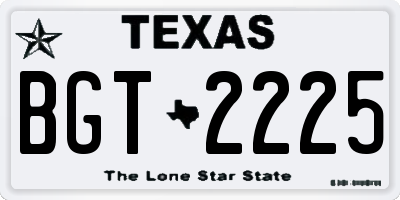 TX license plate BGT2225