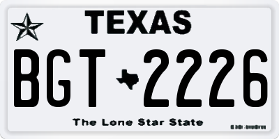 TX license plate BGT2226