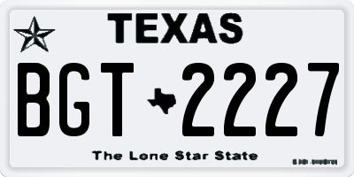 TX license plate BGT2227