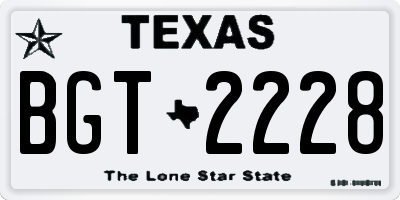 TX license plate BGT2228