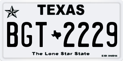 TX license plate BGT2229
