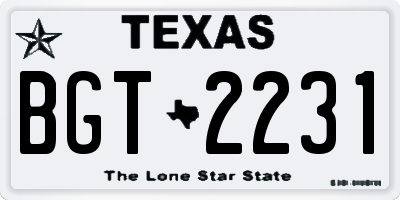 TX license plate BGT2231