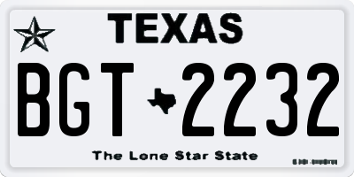 TX license plate BGT2232