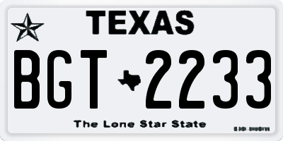 TX license plate BGT2233