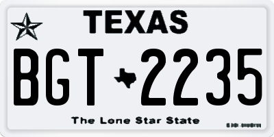TX license plate BGT2235