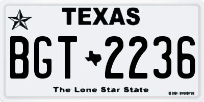TX license plate BGT2236