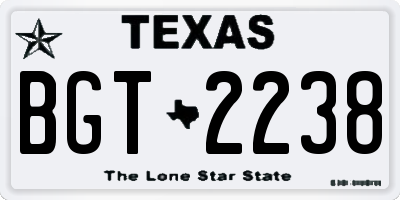 TX license plate BGT2238