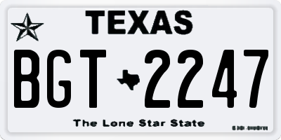 TX license plate BGT2247