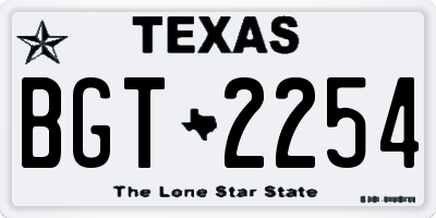 TX license plate BGT2254