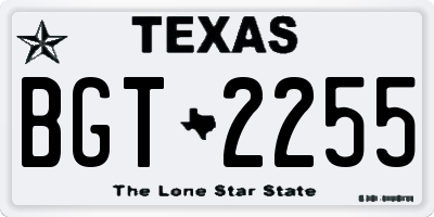 TX license plate BGT2255