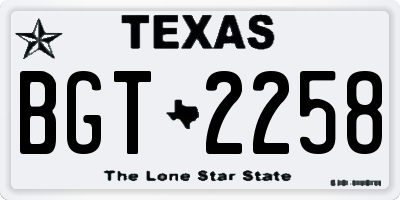TX license plate BGT2258