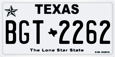 TX license plate BGT2262