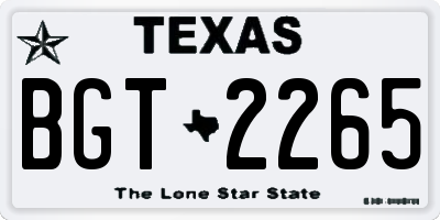TX license plate BGT2265