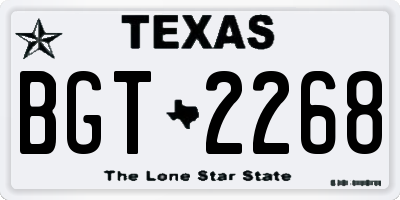 TX license plate BGT2268