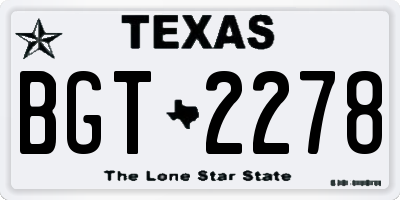 TX license plate BGT2278