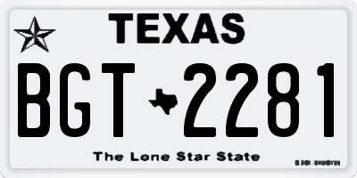 TX license plate BGT2281