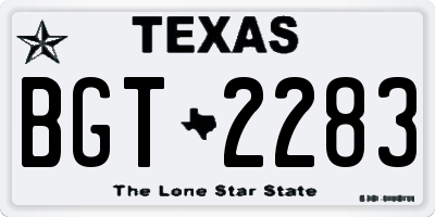 TX license plate BGT2283