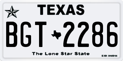 TX license plate BGT2286
