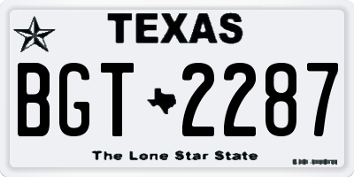 TX license plate BGT2287