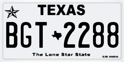 TX license plate BGT2288