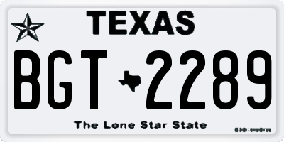 TX license plate BGT2289