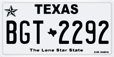 TX license plate BGT2292
