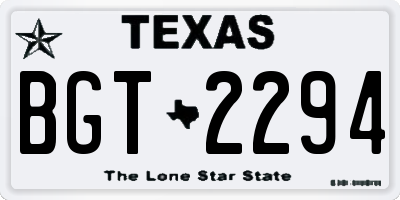 TX license plate BGT2294