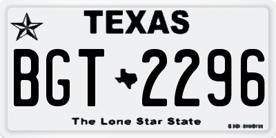 TX license plate BGT2296