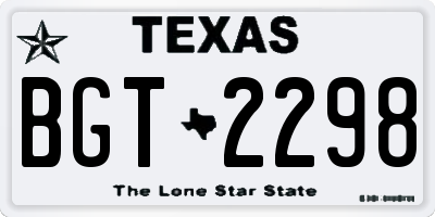 TX license plate BGT2298