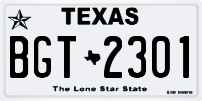 TX license plate BGT2301