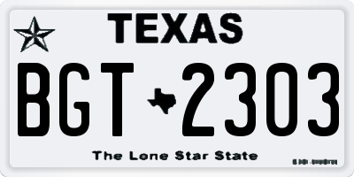 TX license plate BGT2303