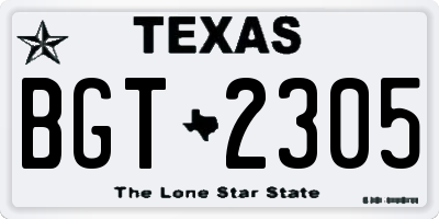 TX license plate BGT2305