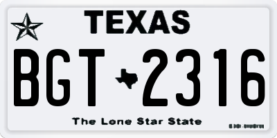 TX license plate BGT2316