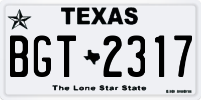 TX license plate BGT2317
