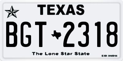 TX license plate BGT2318