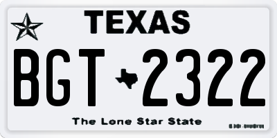 TX license plate BGT2322