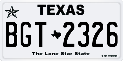 TX license plate BGT2326