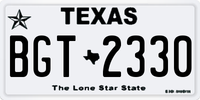 TX license plate BGT2330
