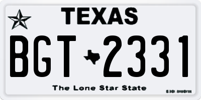 TX license plate BGT2331