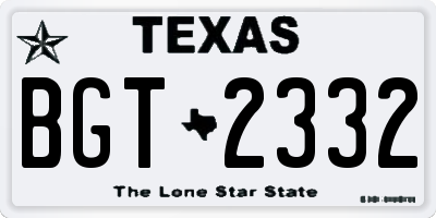 TX license plate BGT2332