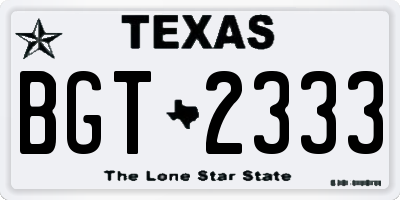 TX license plate BGT2333