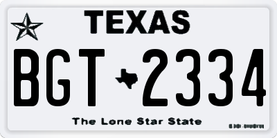 TX license plate BGT2334