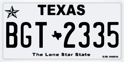 TX license plate BGT2335