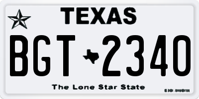 TX license plate BGT2340