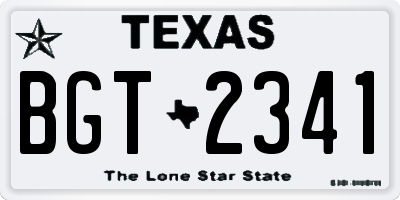 TX license plate BGT2341